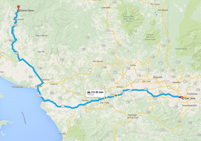 Map San Jose to Monteverde - Copy